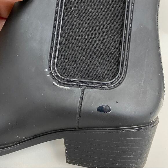 Jeffrey Campbell Black Pull on Rain Boots Chelsea Bootie Havana Rubber US 8 - Picture 10 of 11